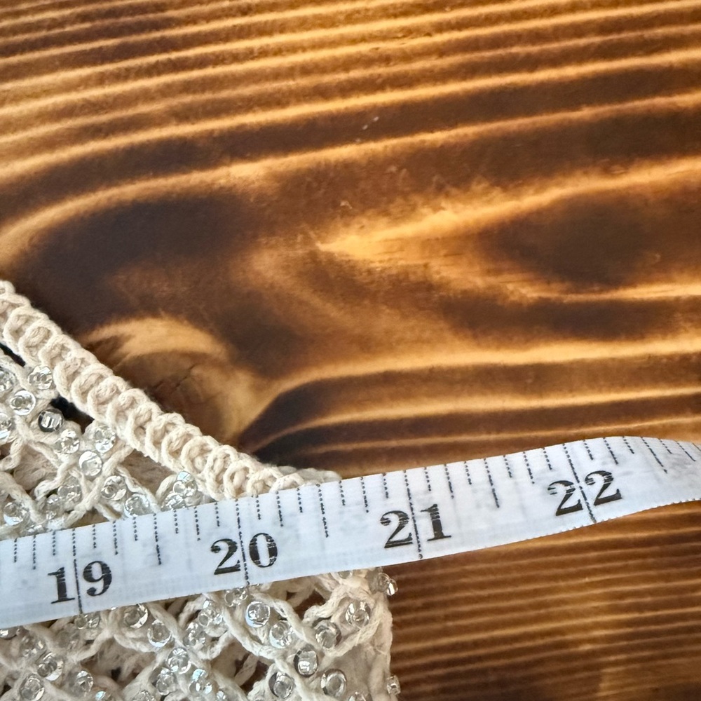 H&M Sequined Hole-Knit Tank Top Light Beige Medium Recycled Fabric - Picture 6 of 7